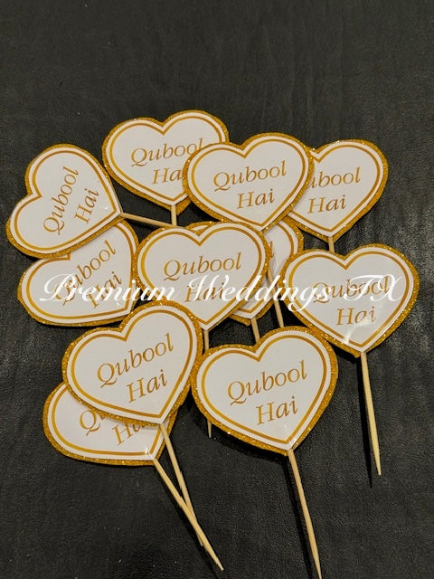 QABOOL HAI CUPCAKE TOPPER - English | Urdu - Premium Weddings TX