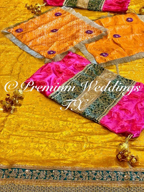 Mayoon Spreader - Yellow | Blue Banarsi | Orange | Pink - Premium Weddings TX