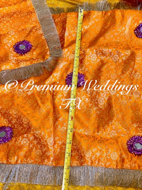 Mayoon Spreader - Yellow | Blue Banarsi | Orange | Pink - Premium Weddings TX