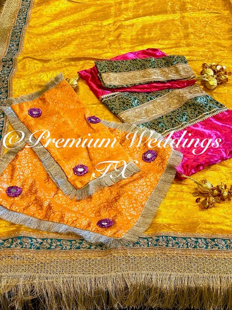 Mayoon Spreader - Yellow | Blue Banarsi | Orange | Pink - Premium Weddings TX