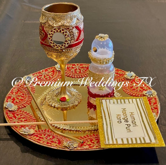 Red Elegant Doodh Pilai Set - Premium Weddings TX