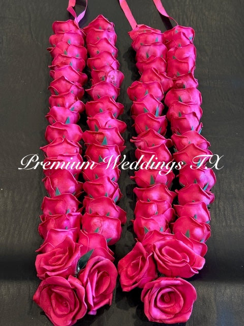 2 PINK ROSES GARLAND - ARTIFICIAL FLOWER
