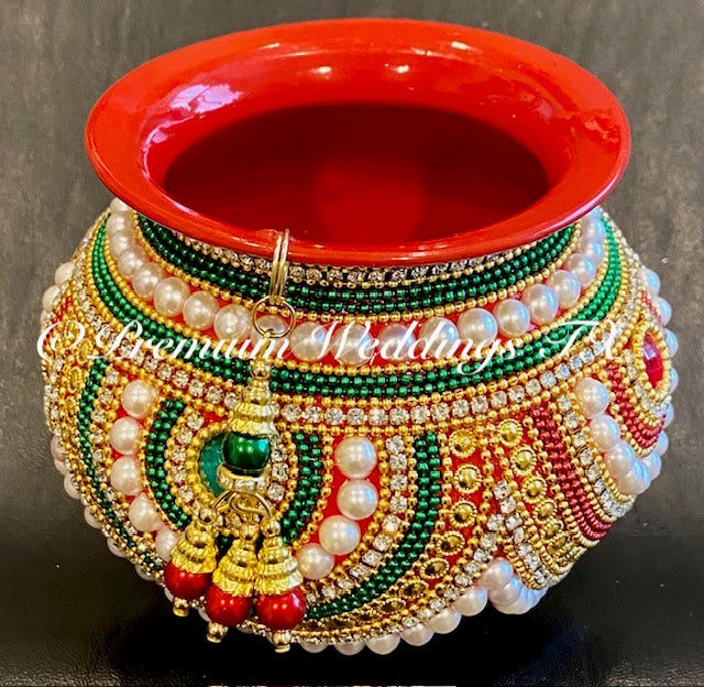 Red Puja Thali Set / Haldi Set - Premium Weddings TX