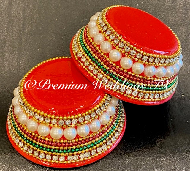 Red Puja Thali Set / Haldi Set - Premium Weddings TX