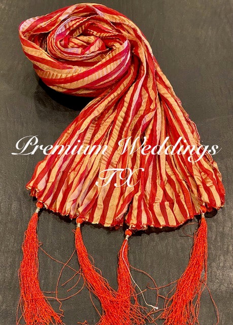 Men's Dupatta - Red & Gold