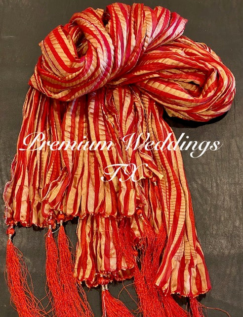 Men's Dupatta - Red & Gold - Premium Weddings TX