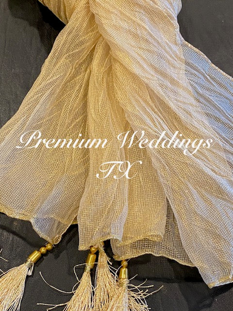 Men's Dupatta - Shimmer Gold - Premium Weddings TX