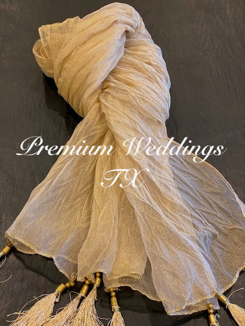Men's Dupatta - Shimmer Gold - Premium Weddings TX