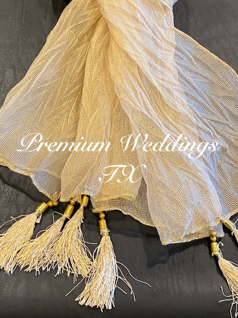 Men's Dupatta - Shimmer Gold - Premium Weddings TX