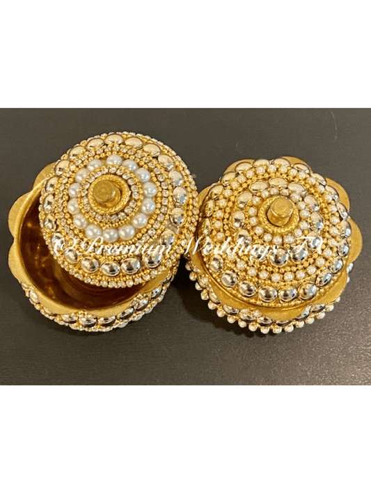 Gold Metal Sindoor Holder/Box - Large - Premium Weddings TX
