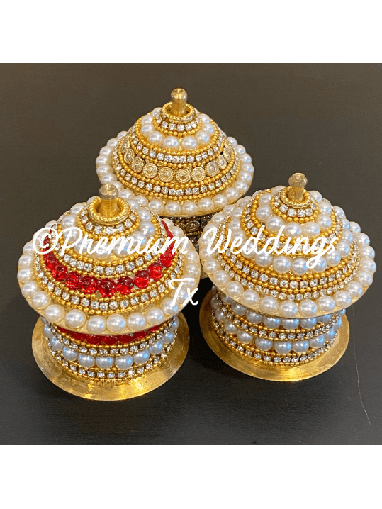 Gold & Pearl Sindoor Box - XL - Premium Weddings TX
