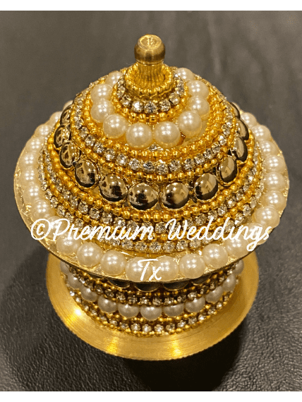 Gold & Pearl Sindoor Box - XL - Premium Weddings TX