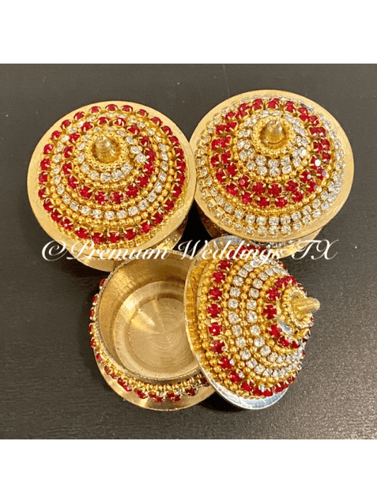 Red & Pearl Sindoor Box - Small - Premium Weddings TX