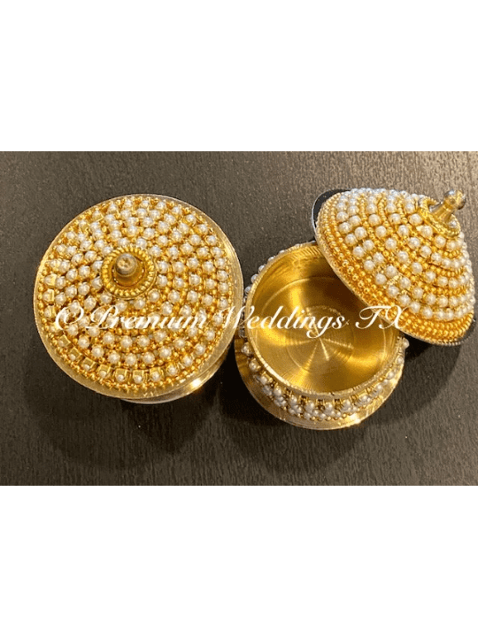 Red & Gold Pearl Sindoor Box - Large - Premium Weddings TX