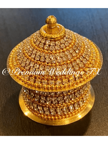 Red & Gold Pearl Sindoor Box - Large - Premium Weddings TX