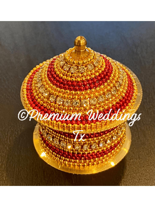 Red & Gold Pearl Sindoor Box - Large