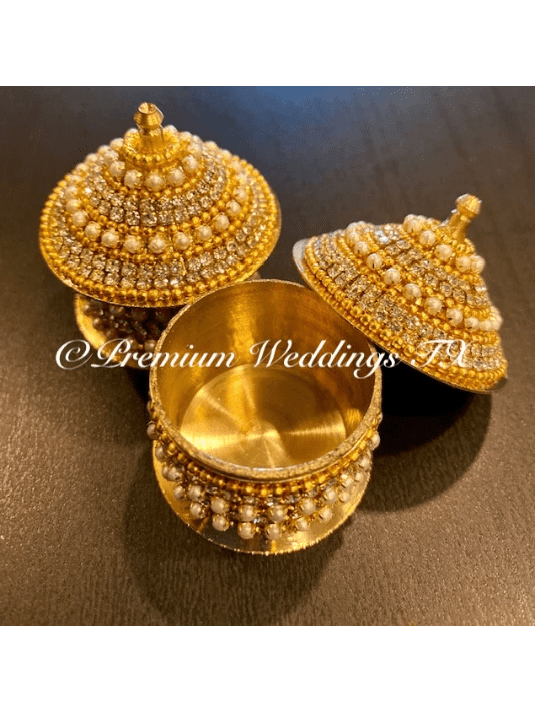 Red & Gold Pearl Sindoor Box - Small