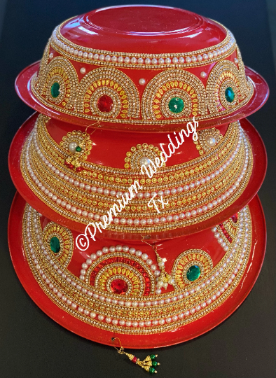 Big Decorative Bowls - Red Assorted Designs - Premium Weddings TX