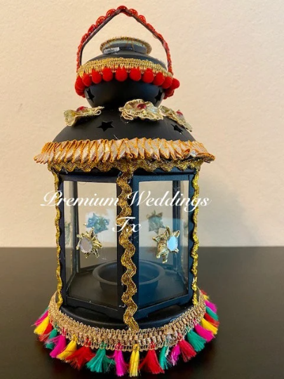 Handmade Embellished Black Lanterns, Lanterns, Centerpieces, Decorations, Shaadi Decor, Wedding Decor, Handmade Lanterns, Handmade Shaadi Decor, Handmade Pithi Decor, Handmade Mayoon Decor, Dholki Decor, Sangeet decor, Haldi decor