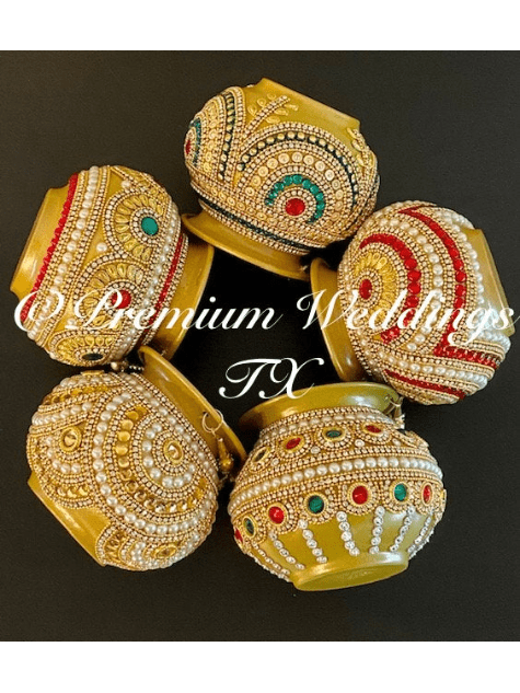 Small Kalash Matki - 1Ct - Gold - Premium Weddings TX