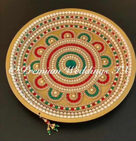 Gold Multi Stone Flower Thaali - Premium Weddings TX