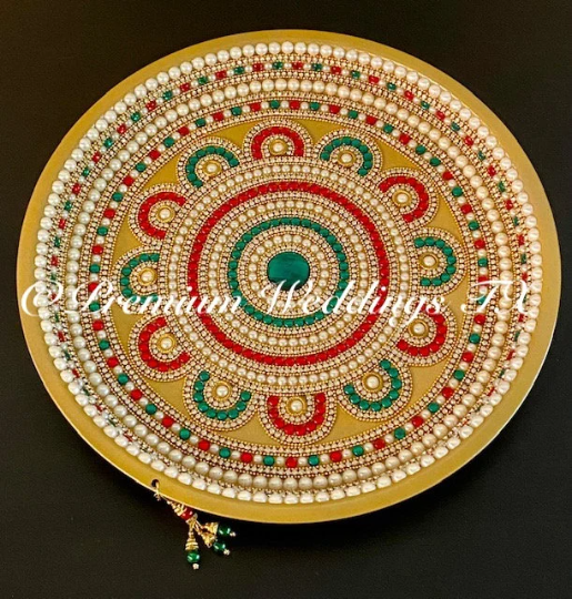Gold Multi Stone Flower Thaali - Premium Weddings TX