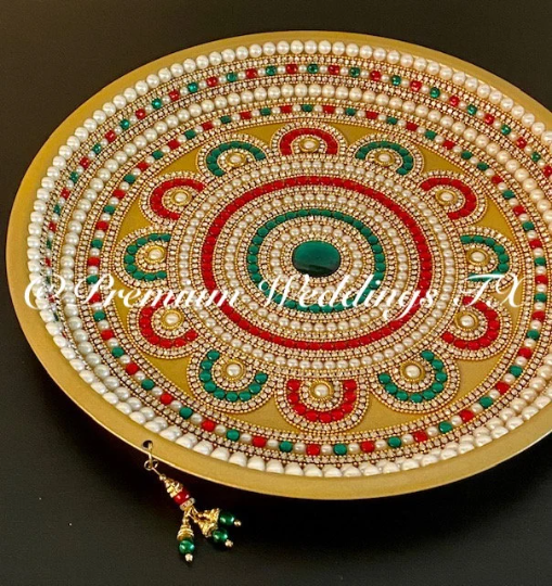 Gold Multi Stone Flower Thaali - Premium Weddings TX