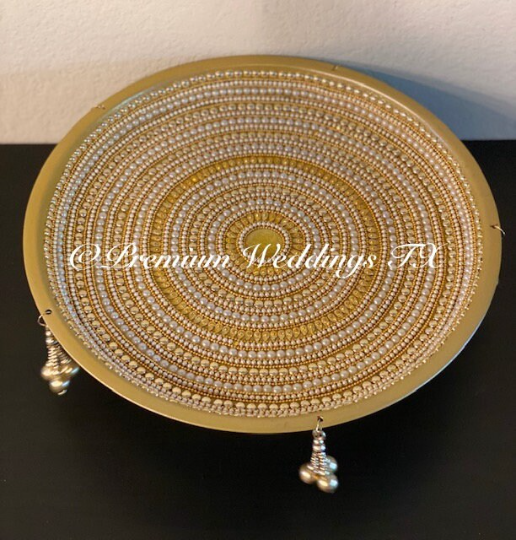 Gold Spiral Pearl Beaded Mandala Thaali - Premium Weddings TX