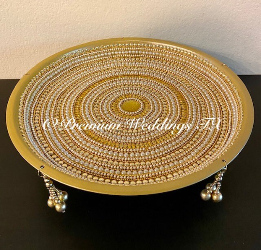 Gold Spiral Pearl Beaded Mandala Thaali - Premium Weddings TX