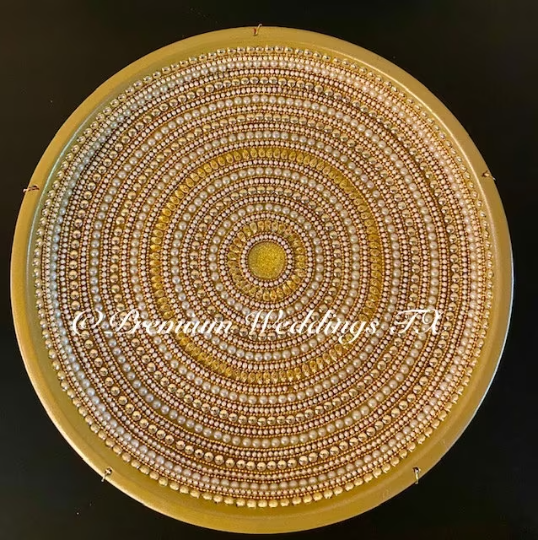 Gold Spiral Pearl Beaded Mandala Thaali - Premium Weddings TX