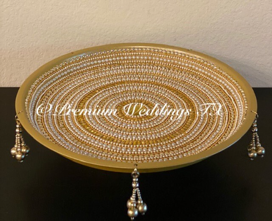 Gold Spiral Pearl Beaded Mandala Thaali - Premium Weddings TX