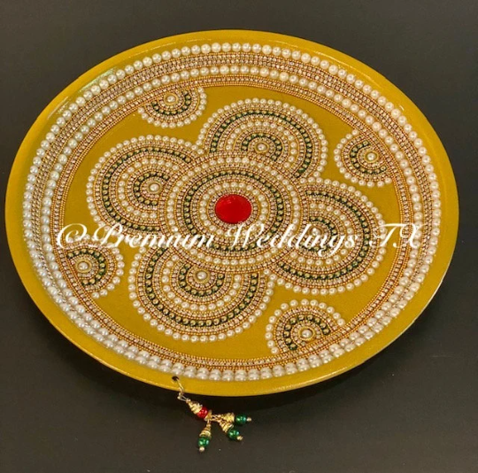 Gold/Green/Pearl Flower Mandala Thaali - Premium Weddings TX
