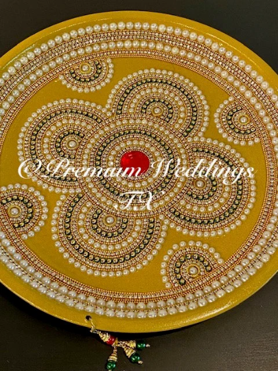 Gold/Green/Pearl Flower Mandala Thaali - Premium Weddings TX