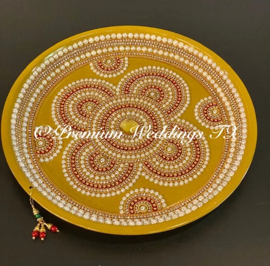 Gold/Red/Pearl Flower Mandala Thaali - Premium Weddings TX