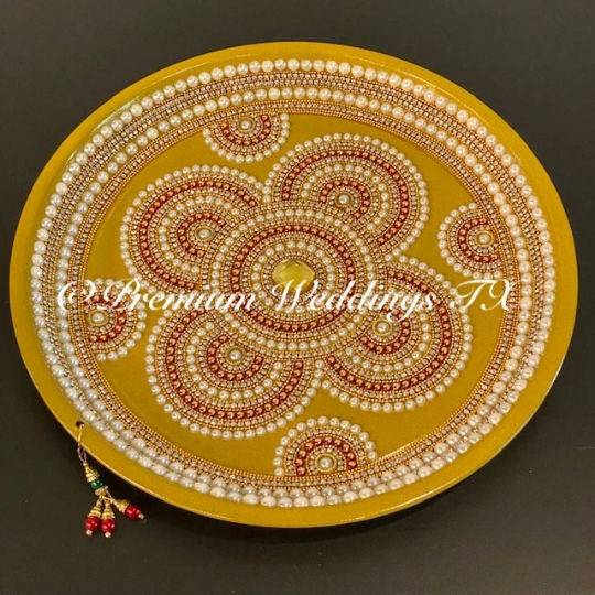 Gold/Red/Pearl Flower Mandala Thaali - Premium Weddings TX
