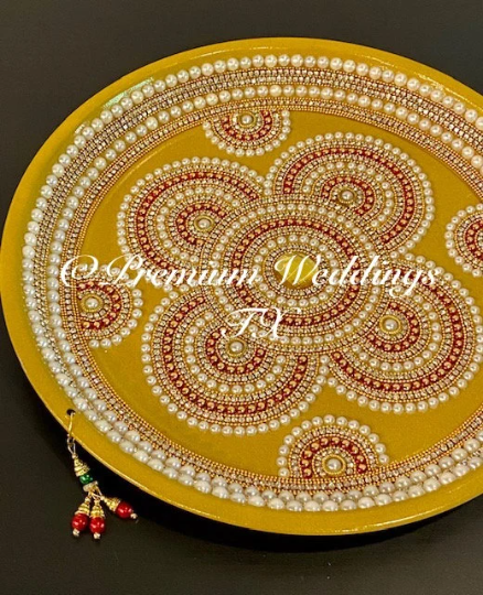 Gold/Red/Pearl Flower Mandala Thaali - Premium Weddings TX