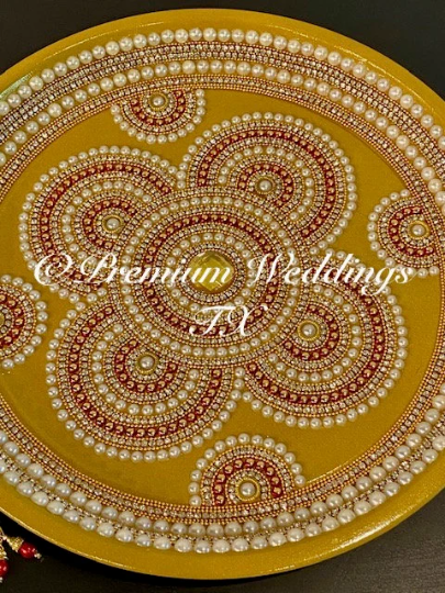 Gold/Red/Pearl Flower Mandala Thaali - Premium Weddings TX