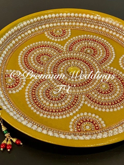 Gold/Red/Pearl Flower Mandala Thaali - Premium Weddings TX