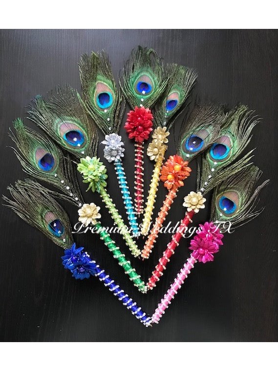 Dark Pink Peacock Feather Nikkah Pen - 1 Pen - Premium Weddings TX