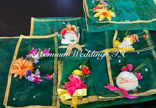 Green Embellished Saree Cover Bags - Premium Weddings TX