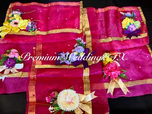 Hot Pink Embellished Saree Cover Bags - Premium Weddings TX