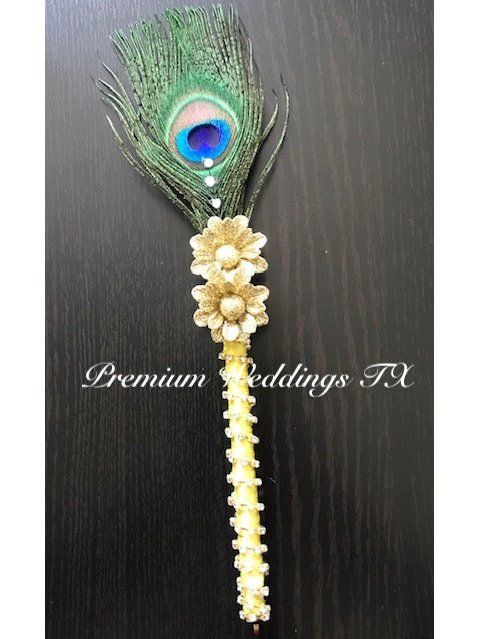 Yellow Peacock Feather Nikkah Pen - 1 Pen - Premium Weddings TX