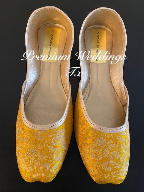 Yellow Banarsi Jutti - Premium Weddings TX