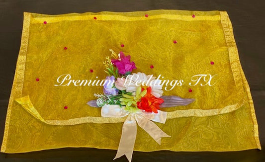 Yellow Embellished Saree Cover Bags - Premium Weddings TX