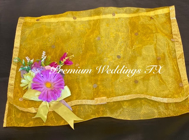 Yellow Embellished Saree Cover Bags - Premium Weddings TX