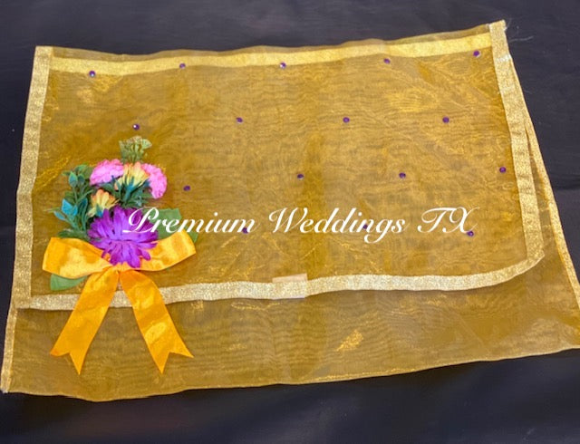 Yellow Embellished Saree Cover Bags - Premium Weddings TX