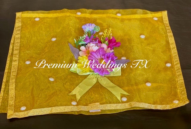 Yellow Embellished Saree Cover Bags