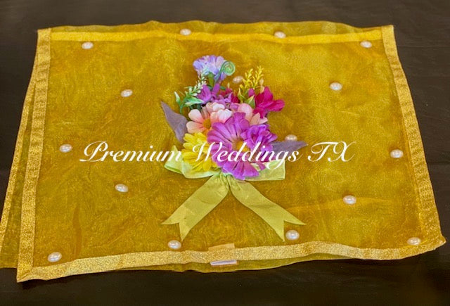 Yellow Embellished Saree Cover Bags - Premium Weddings TX
