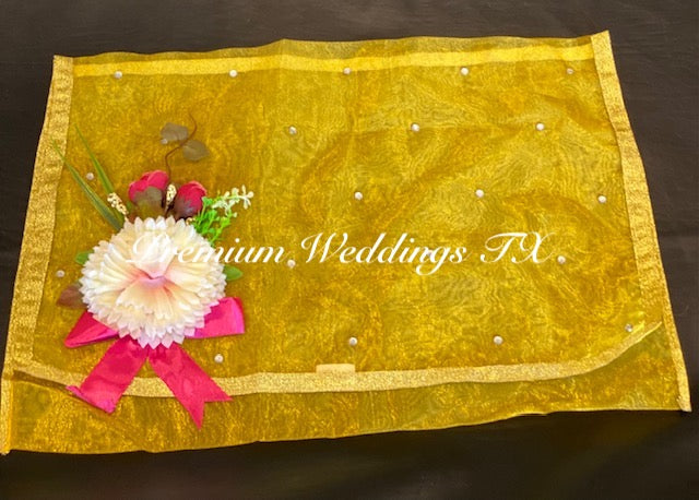 Yellow Embellished Saree Cover Bags - Premium Weddings TX