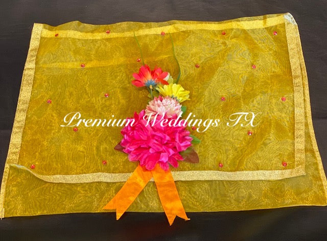 Yellow Embellished Saree Cover Bags